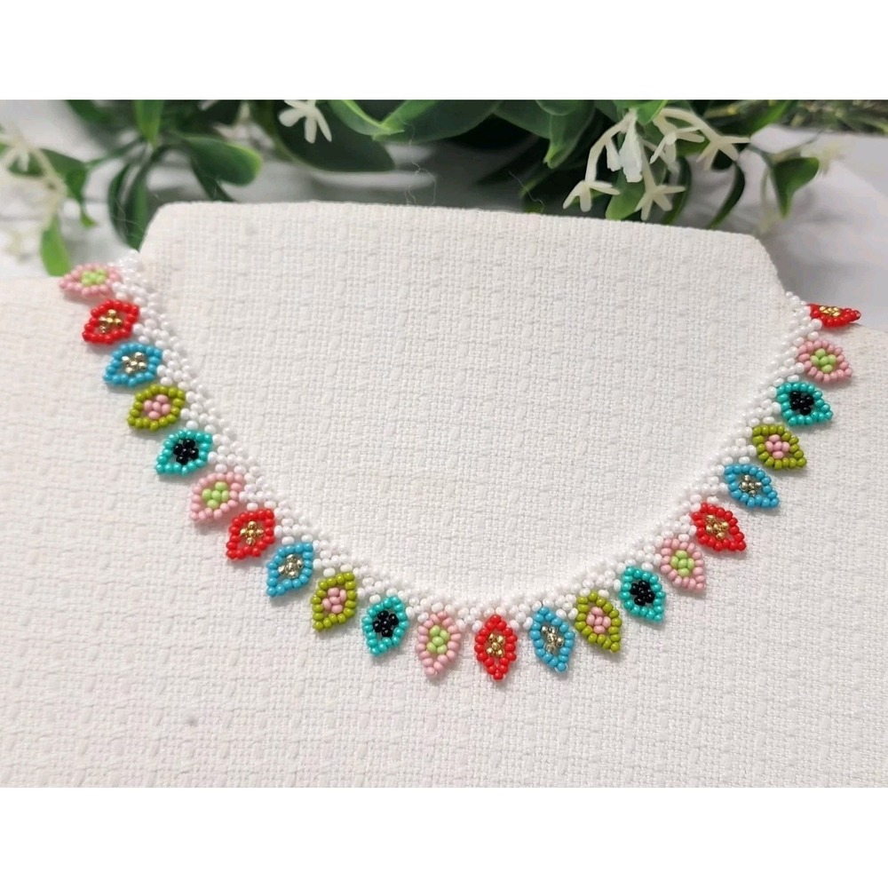 Multicolor Zcech Glass Seed Beads Women's Necklace.